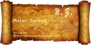 Maler Zerind névjegykártya